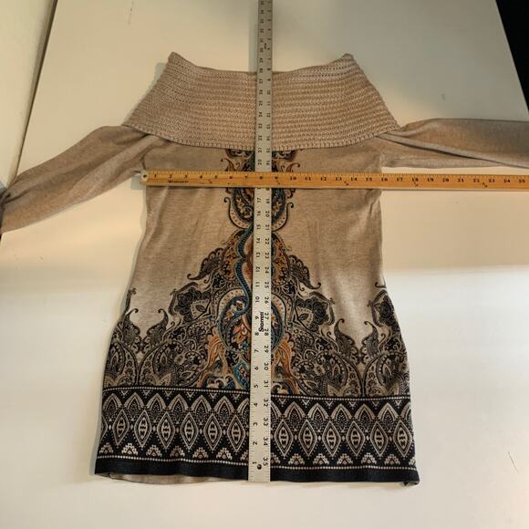 Cache Sweater Womens M Medium Multi Off The Shoulder Wool Blend Boho Print - Picture 5 of 8